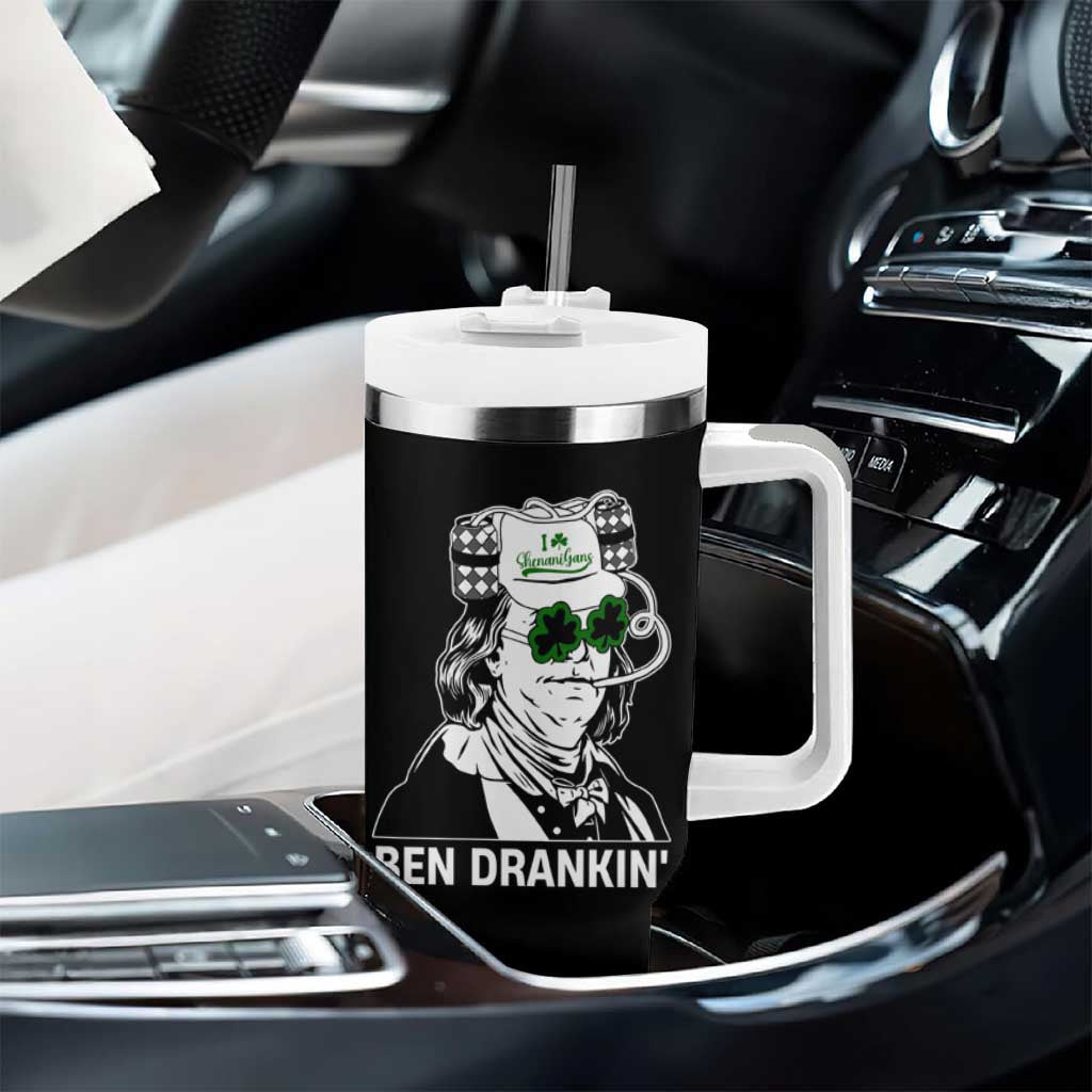 Funny St Patrick's Day Ben Dranking Tumbler With Handle Benjamin Franklin Retro Saint Paddy's Day
