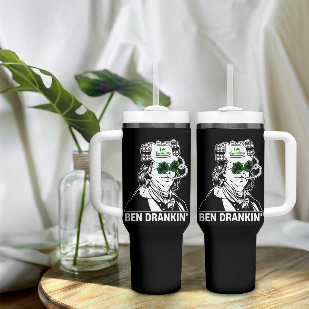 Funny St Patrick's Day Ben Dranking Tumbler With Handle Benjamin Franklin Retro Saint Paddy's Day