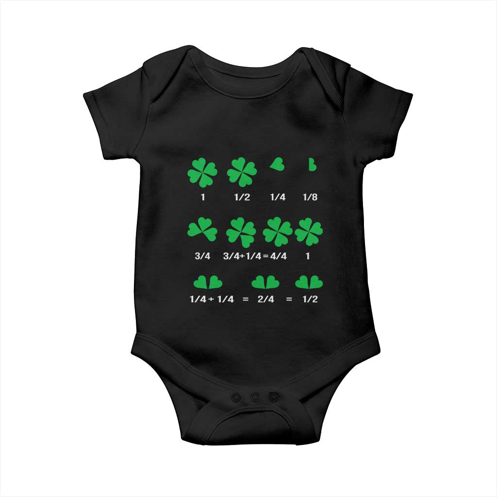 Funny Shamrock Fraction Baby Onesie St Patrick's Day Math Lover