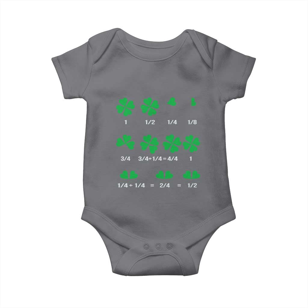 Funny Shamrock Fraction Baby Onesie St Patrick's Day Math Lover