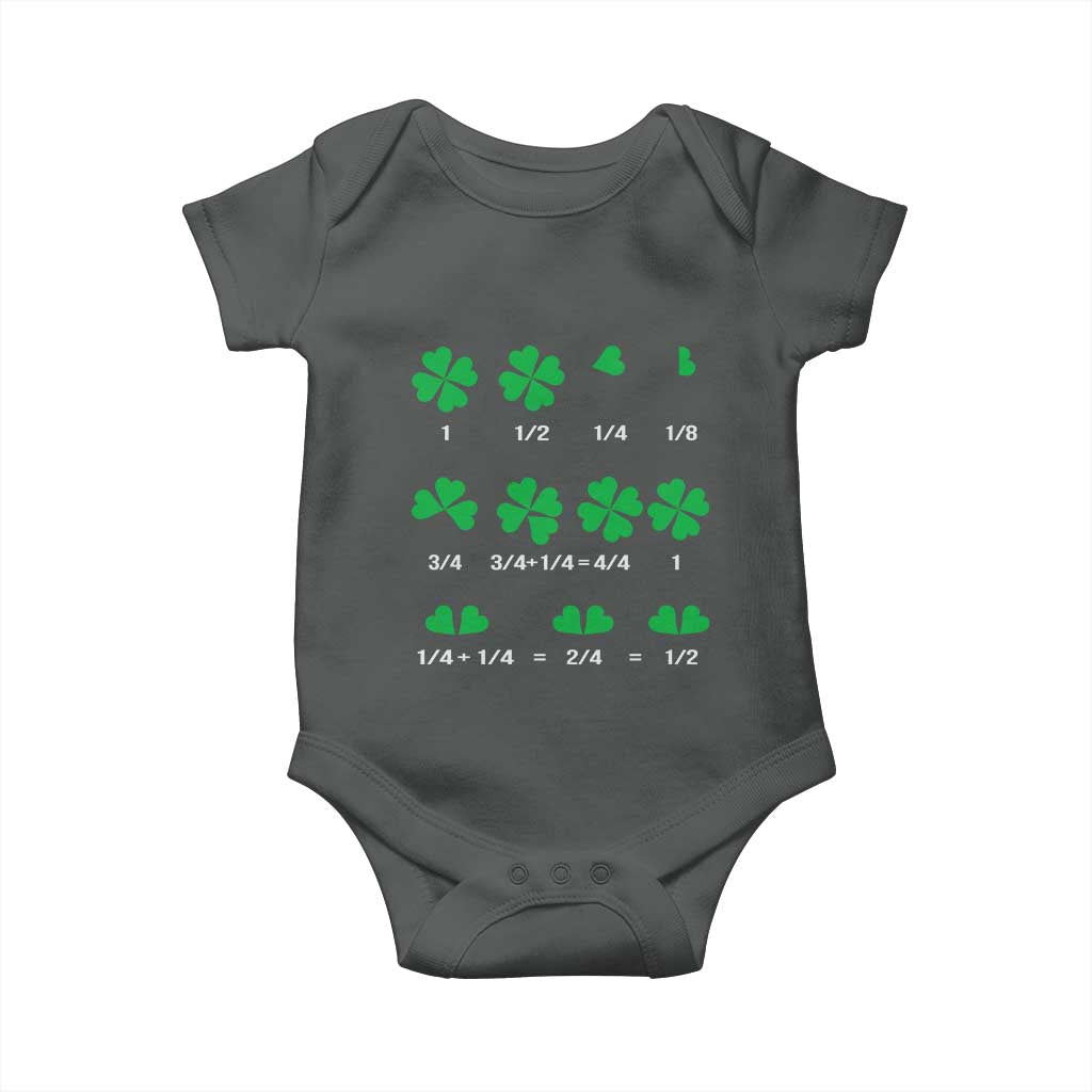 Funny Shamrock Fraction Baby Onesie St Patrick's Day Math Lover