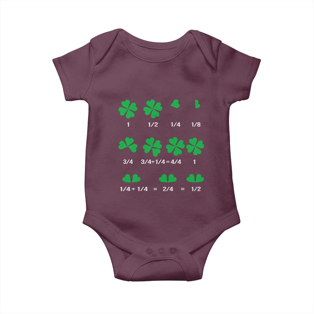 Funny Shamrock Fraction Baby Onesie St Patrick's Day Math Lover