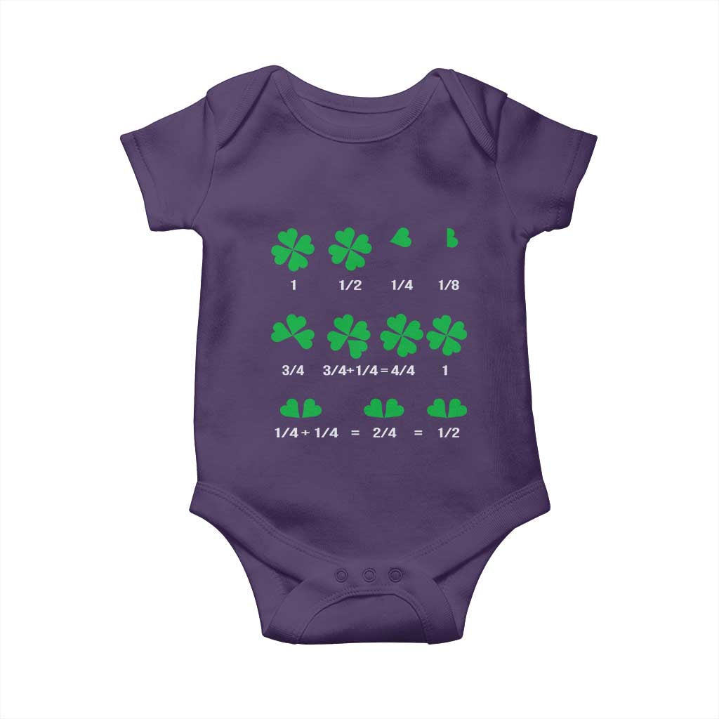 Funny Shamrock Fraction Baby Onesie St Patrick's Day Math Lover