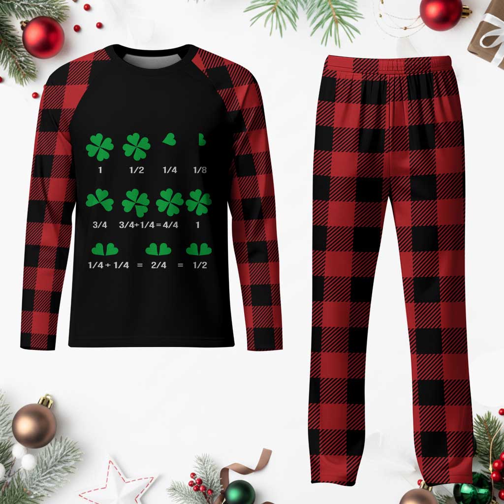 Funny Shamrock Fraction Plaid Pajama Set St Patrick's Day Math Lover - Wonder Print Shop