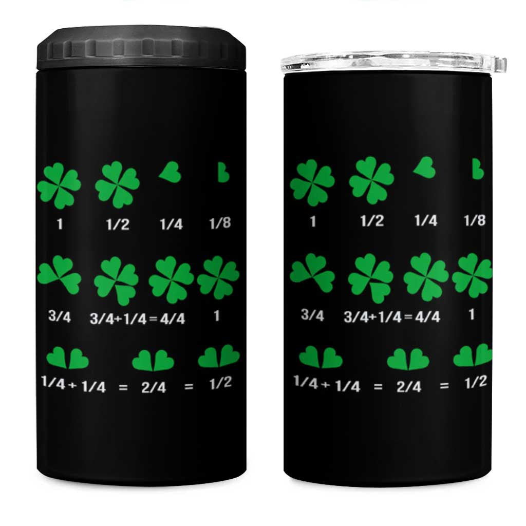 Funny Shamrock Fraction 4 in 1 Can Cooler Tumbler St Patrick's Day Math Lover