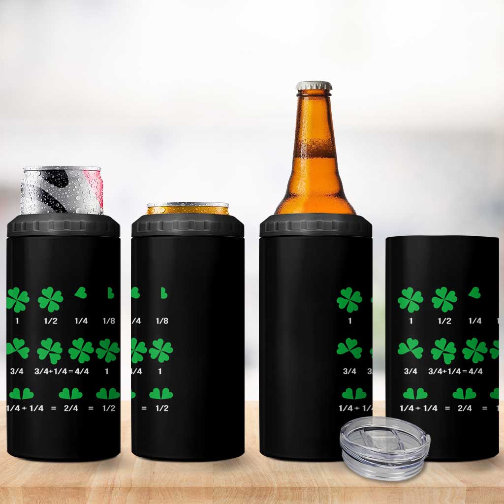 Funny Shamrock Fraction 4 in 1 Can Cooler Tumbler St Patrick's Day Math Lover