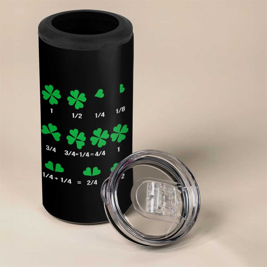 Funny Shamrock Fraction 4 in 1 Can Cooler Tumbler St Patrick's Day Math Lover