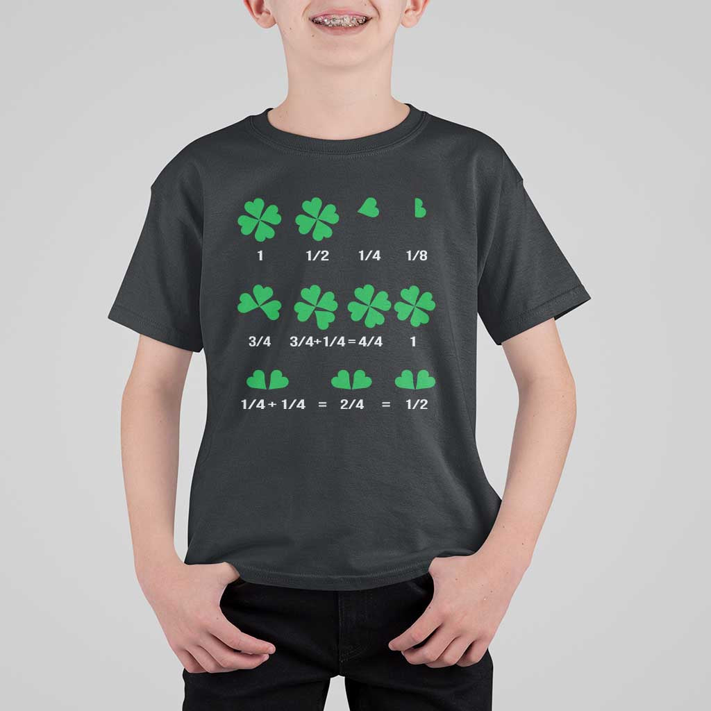 Funny Shamrock Fraction T Shirt For Kid St Patrick's Day Math Lover