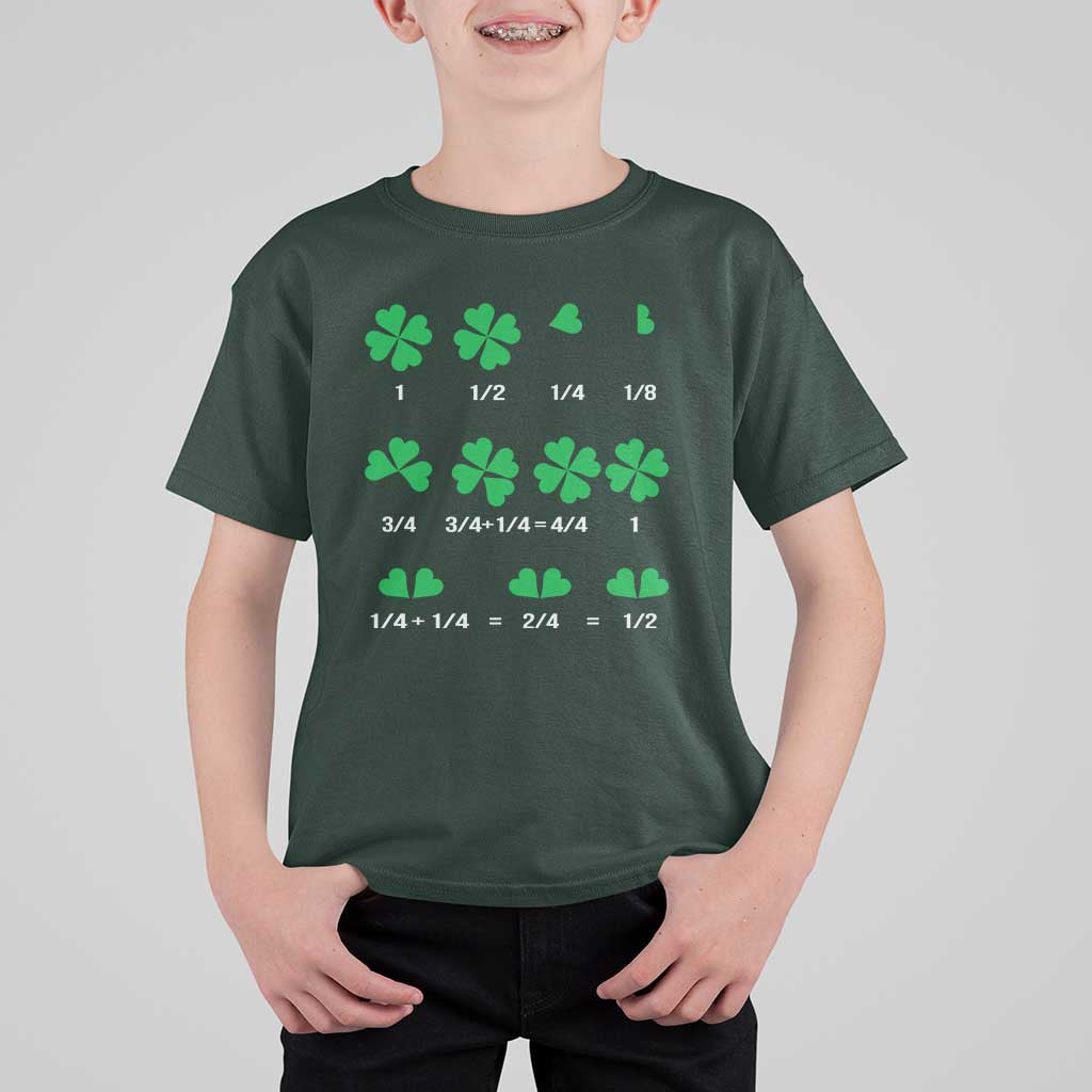 Funny Shamrock Fraction T Shirt For Kid St Patrick's Day Math Lover