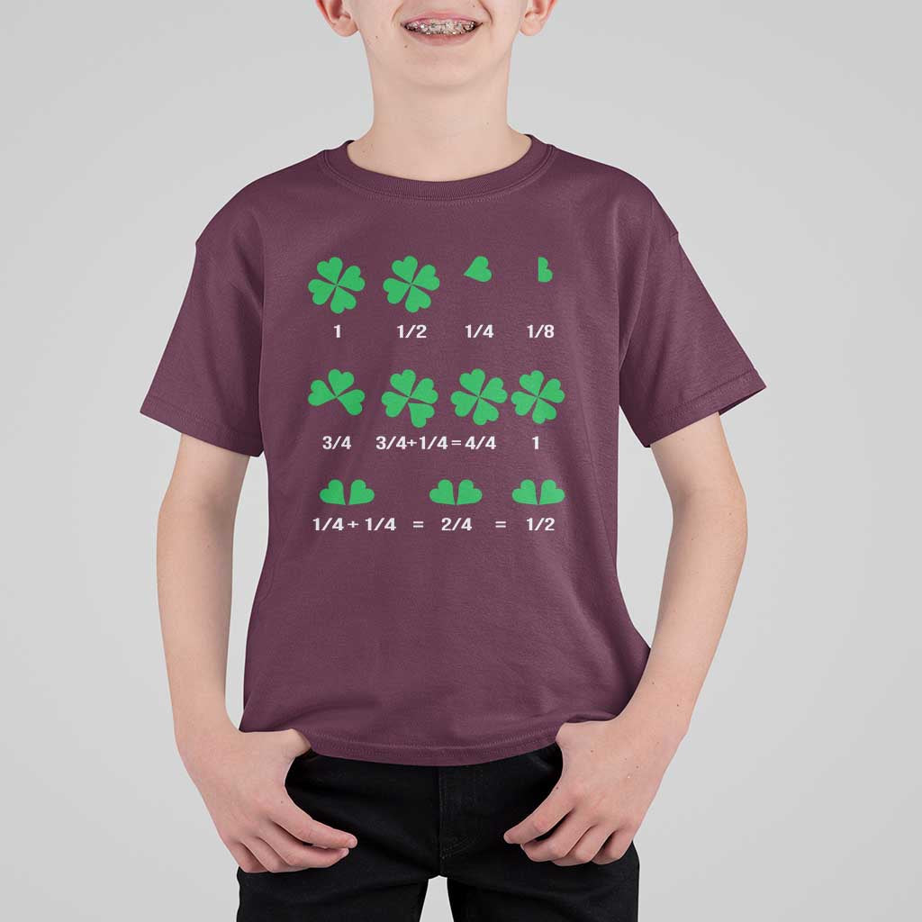 Funny Shamrock Fraction T Shirt For Kid St Patrick's Day Math Lover