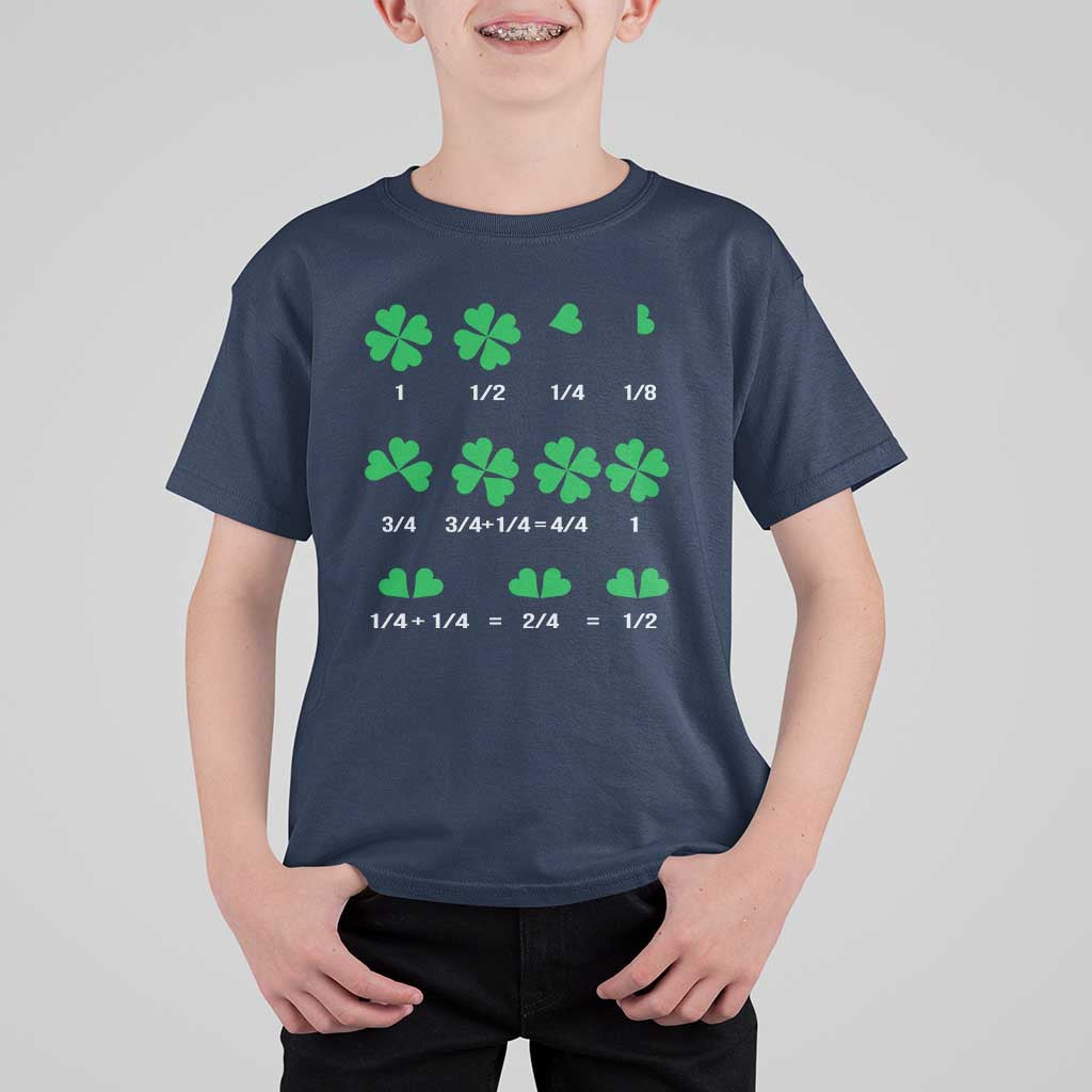 Funny Shamrock Fraction T Shirt For Kid St Patrick's Day Math Lover