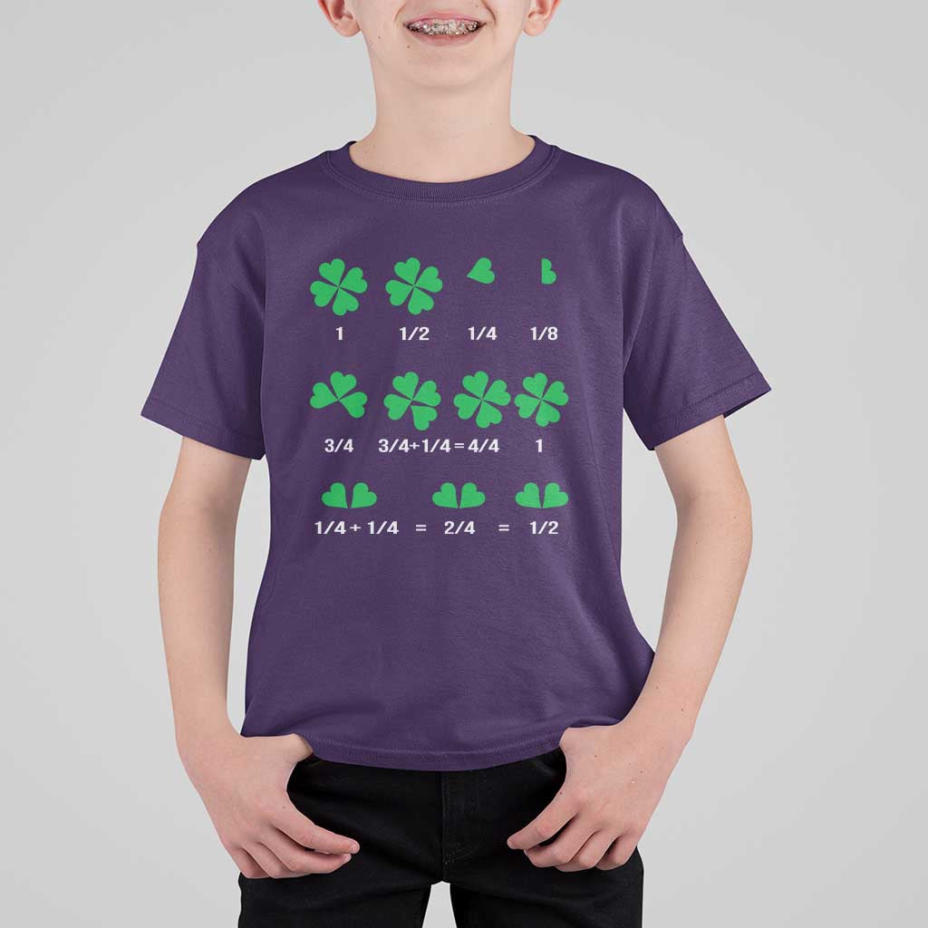 Funny Shamrock Fraction T Shirt For Kid St Patrick's Day Math Lover