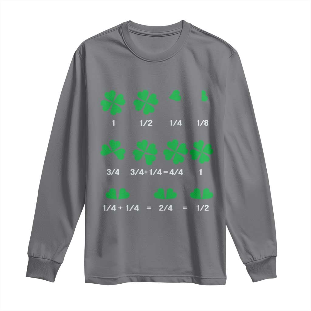 Funny Shamrock Fraction Long Sleeve Shirt St Patrick's Day Math Lover
