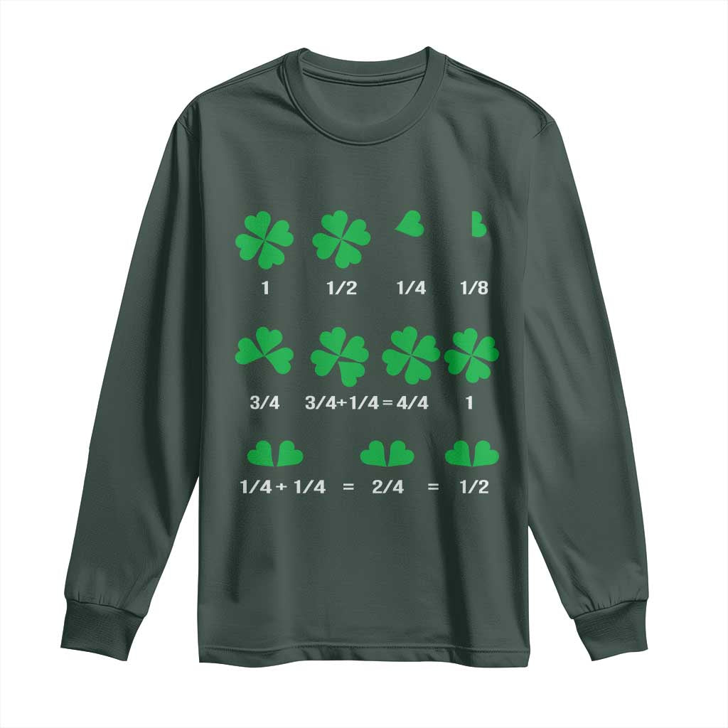 Funny Shamrock Fraction Long Sleeve Shirt St Patrick's Day Math Lover