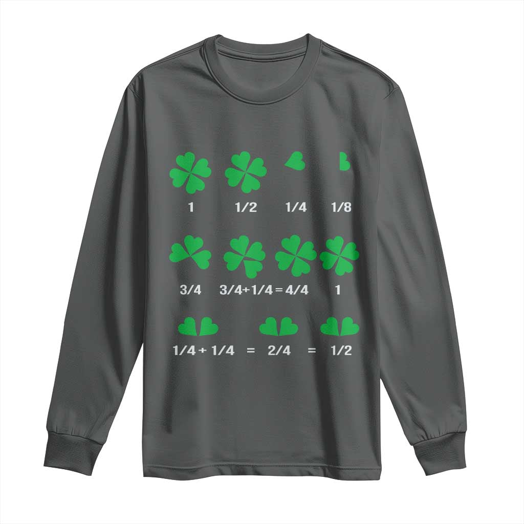 Funny Shamrock Fraction Long Sleeve Shirt St Patrick's Day Math Lover