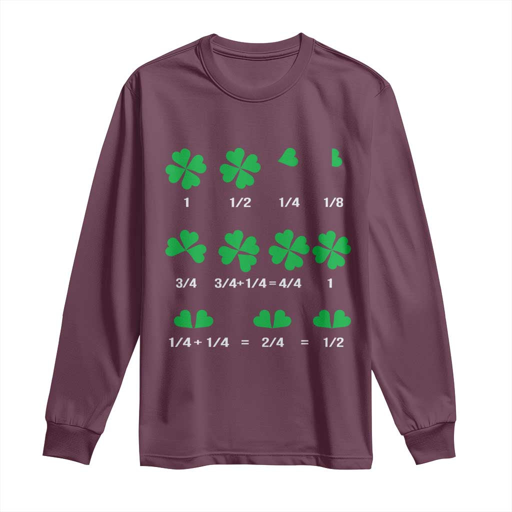 Funny Shamrock Fraction Long Sleeve Shirt St Patrick's Day Math Lover