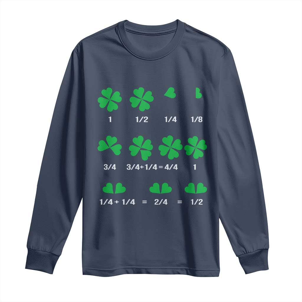 Funny Shamrock Fraction Long Sleeve Shirt St Patrick's Day Math Lover