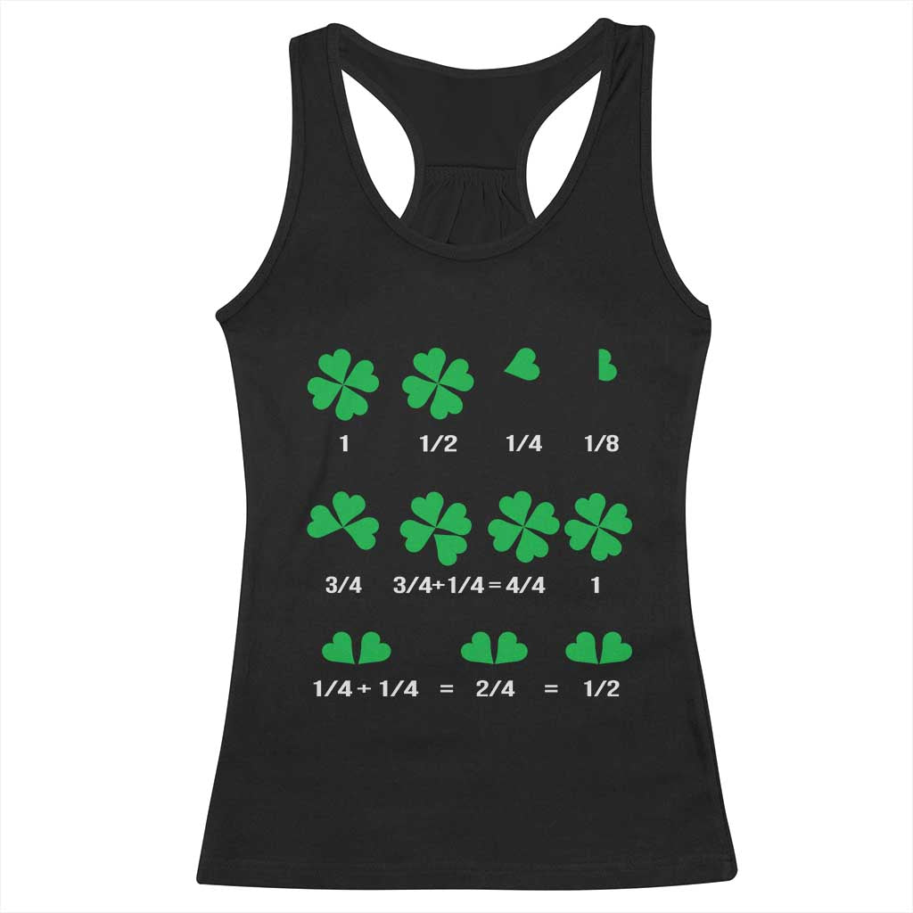 Funny Shamrock Fraction Racerback Tank Top St Patrick's Day Math Lover