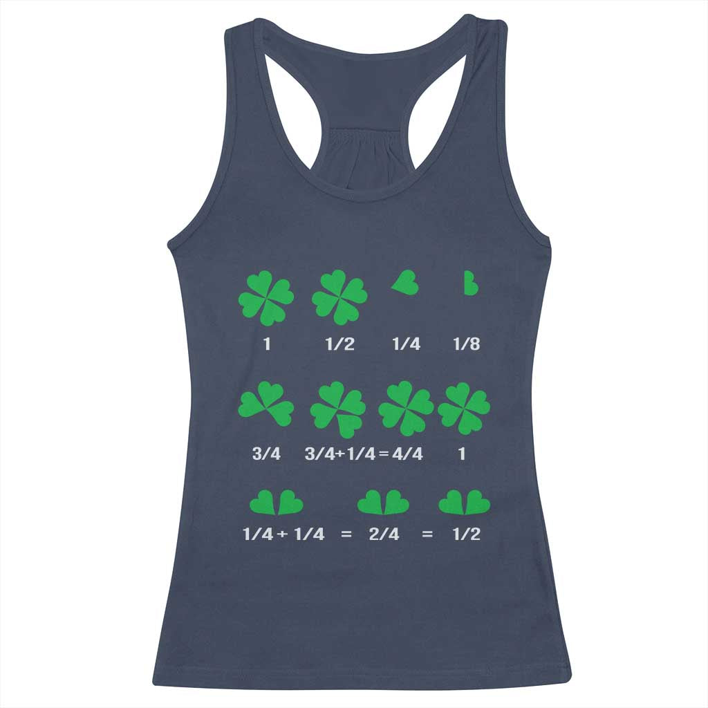 Funny Shamrock Fraction Racerback Tank Top St Patrick's Day Math Lover