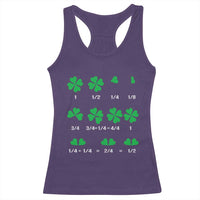 Funny Shamrock Fraction Racerback Tank Top St Patrick's Day Math Lover
