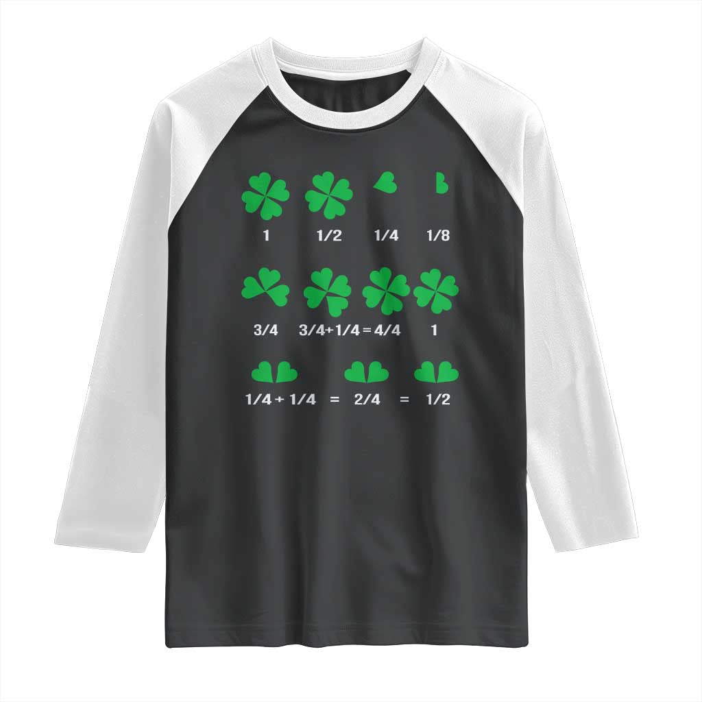 Funny Shamrock Fraction Raglan Shirt St Patrick's Day Math Lover