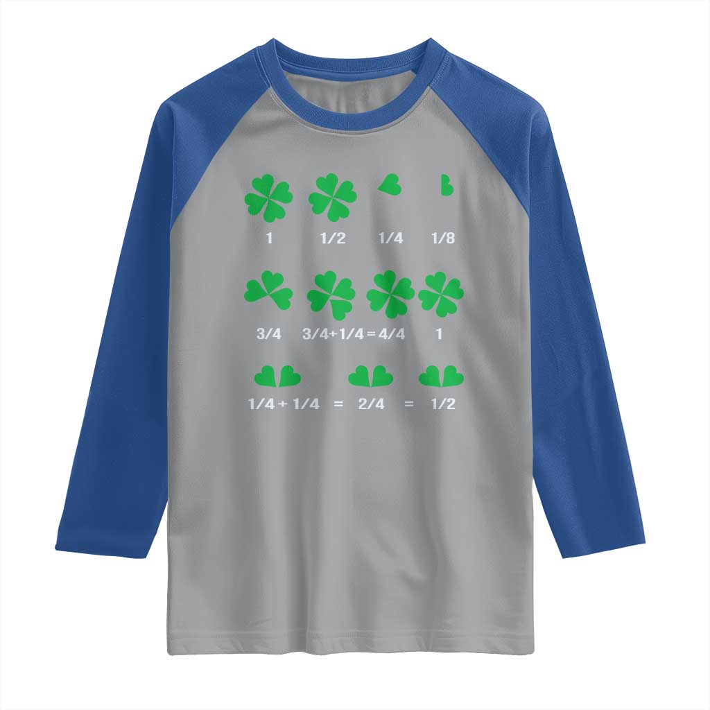 Funny Shamrock Fraction Raglan Shirt St Patrick's Day Math Lover