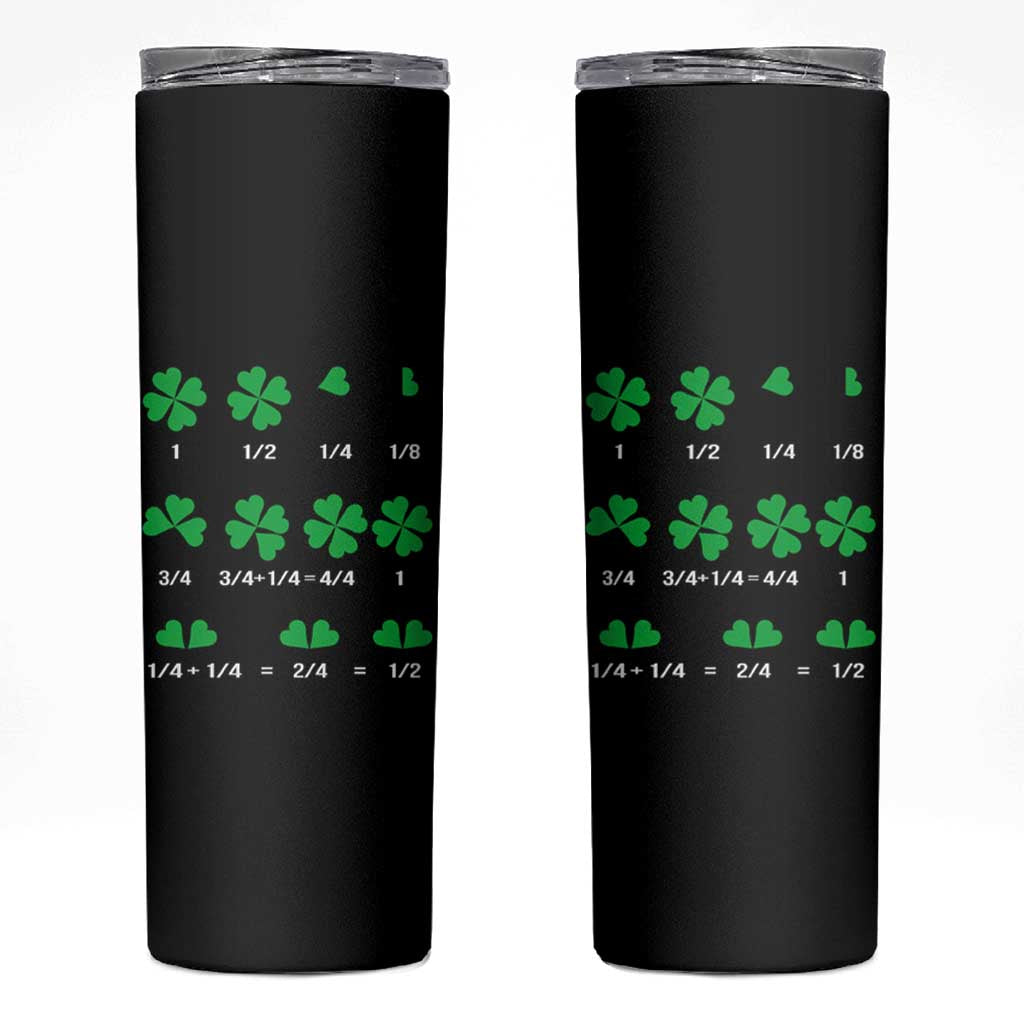 Funny Shamrock Fraction Skinny Tumbler St Patrick's Day Math Lover