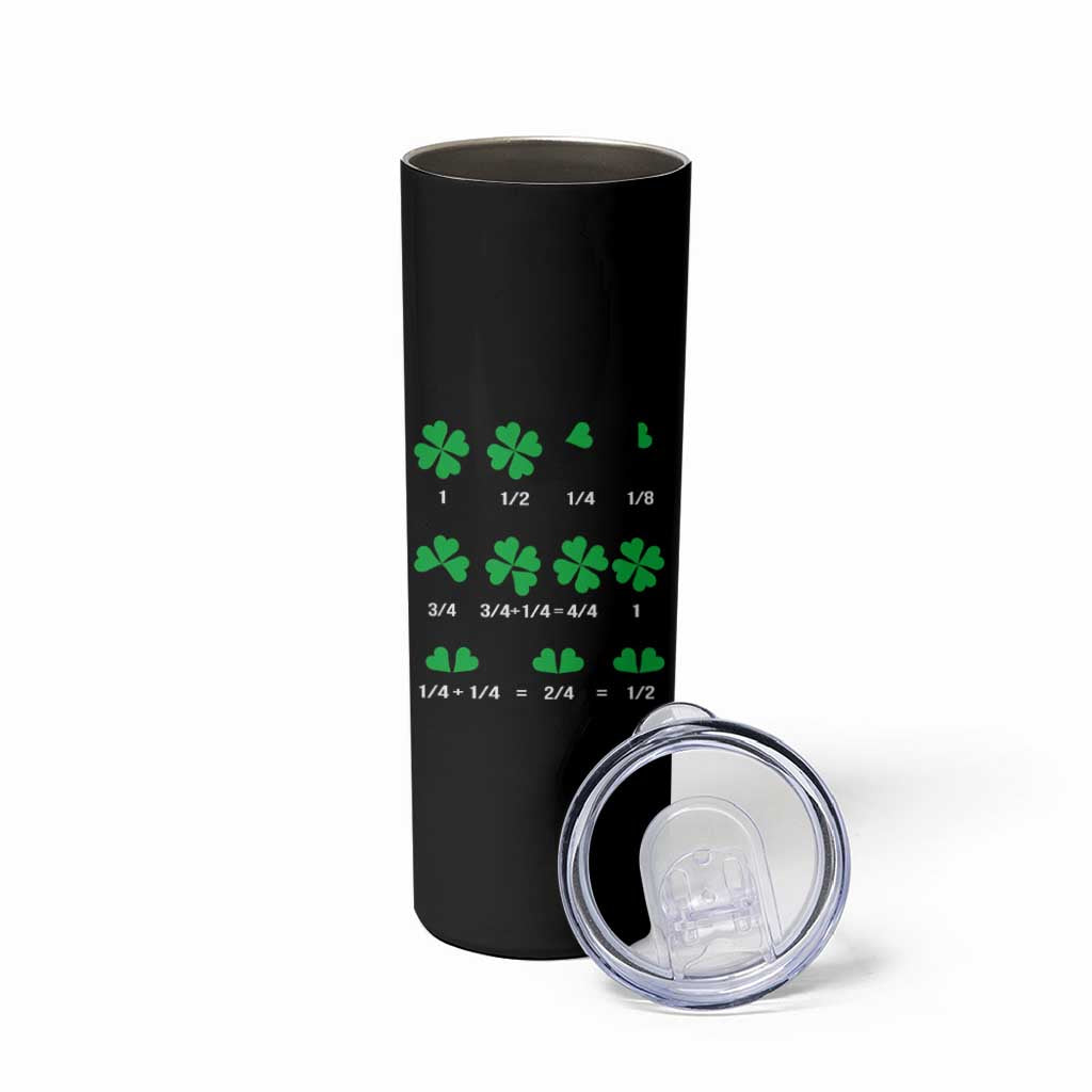 Funny Shamrock Fraction Skinny Tumbler St Patrick's Day Math Lover
