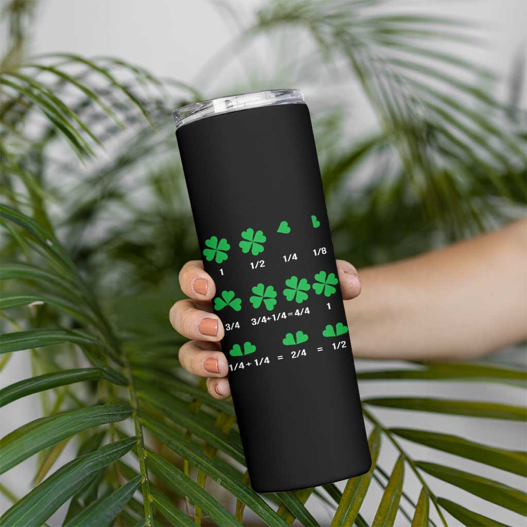 Funny Shamrock Fraction Skinny Tumbler St Patrick's Day Math Lover