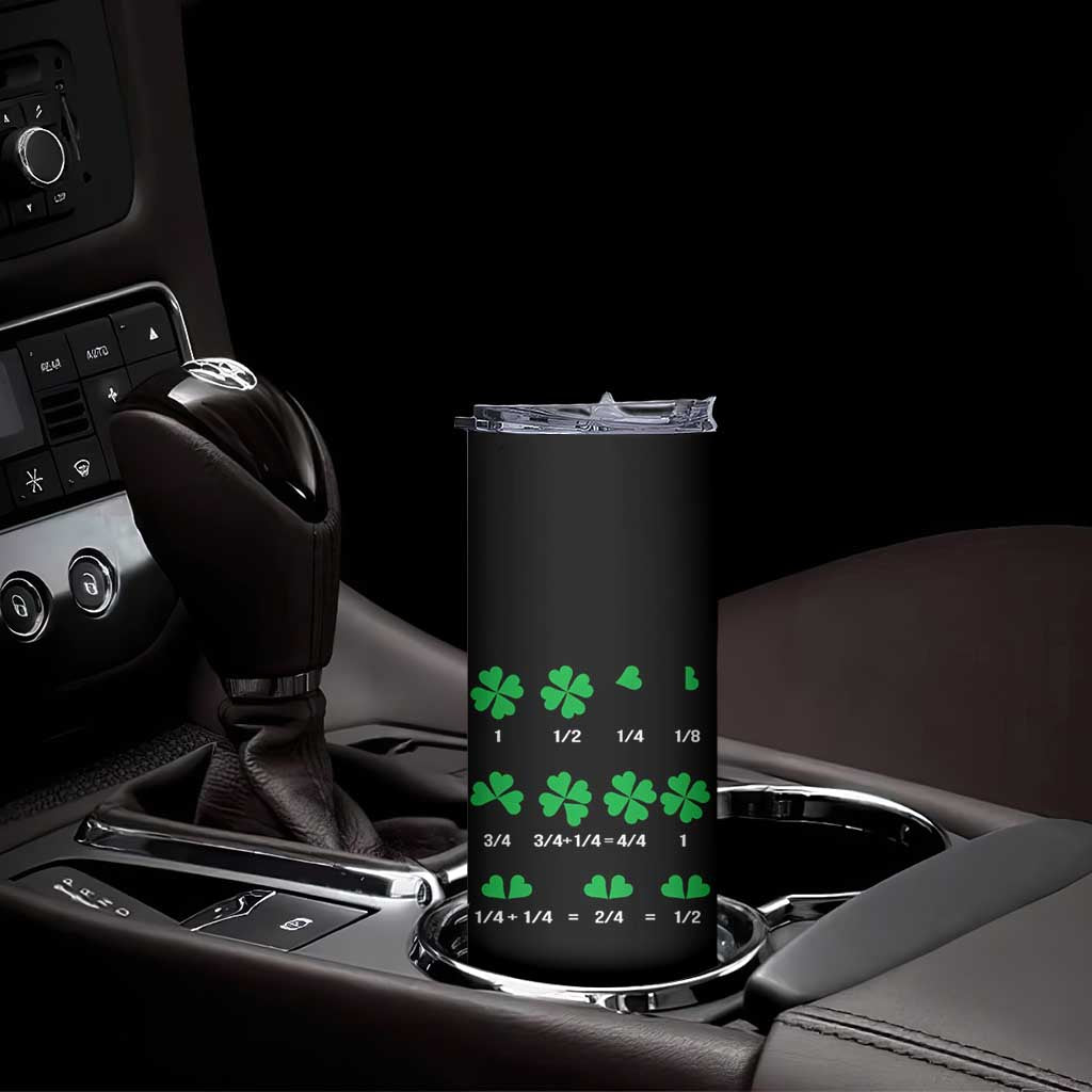 Funny Shamrock Fraction Skinny Tumbler St Patrick's Day Math Lover