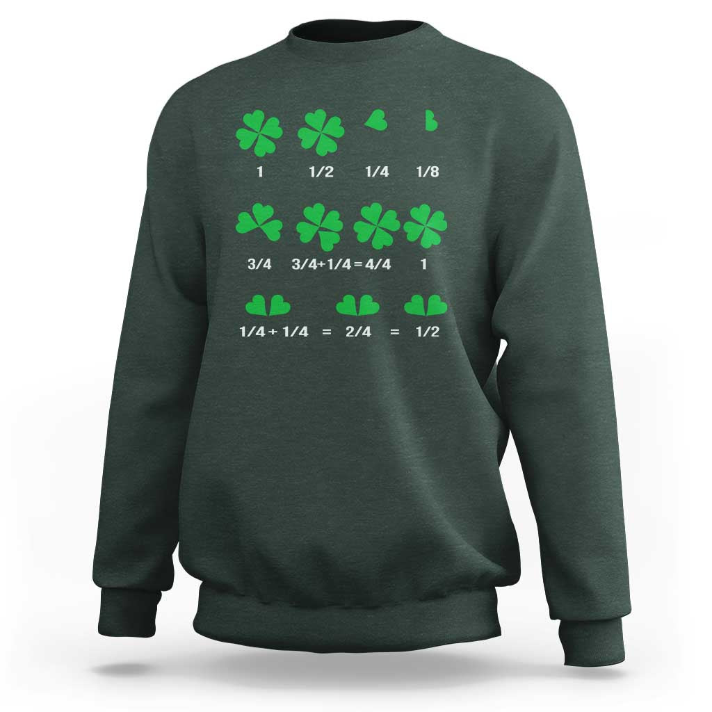 Funny Shamrock Fraction Sweatshirt St Patrick's Day Math Lover