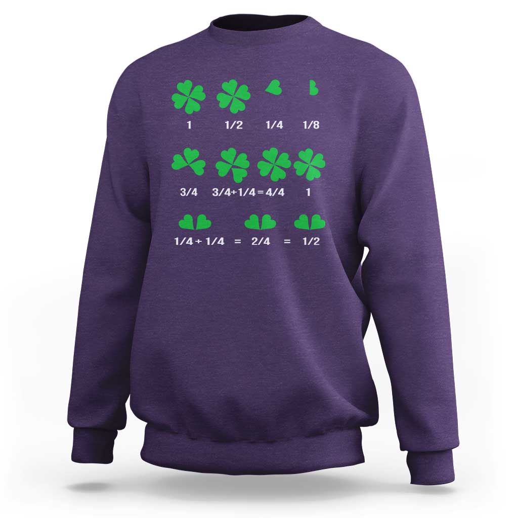 Funny Shamrock Fraction Sweatshirt St Patrick's Day Math Lover