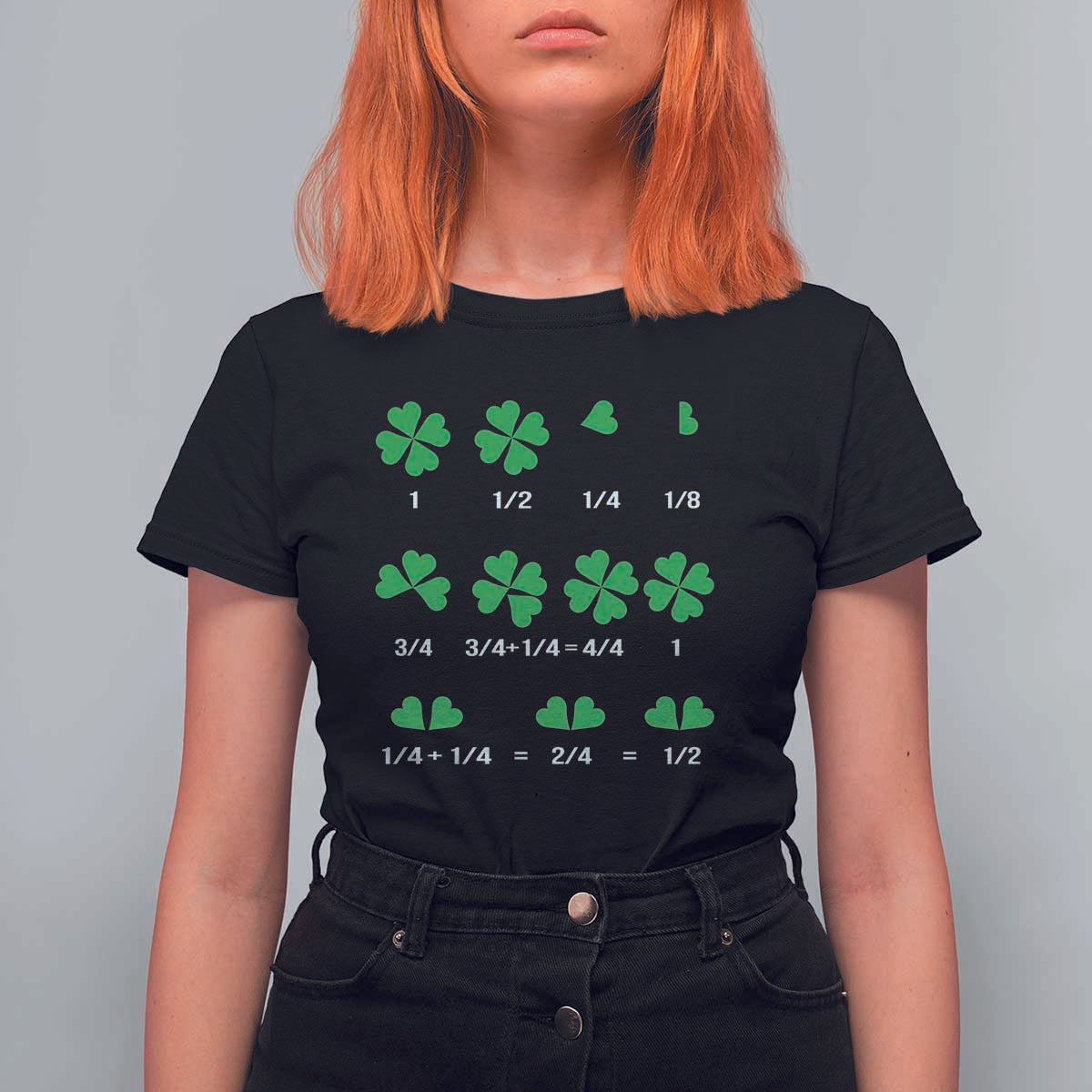Funny Shamrock Fraction T Shirt For Women St Patrick's Day Math Lover