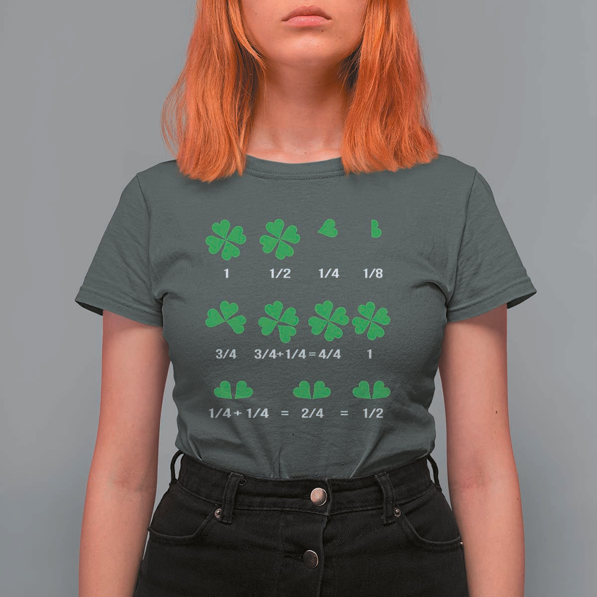 Funny Shamrock Fraction T Shirt For Women St Patrick's Day Math Lover