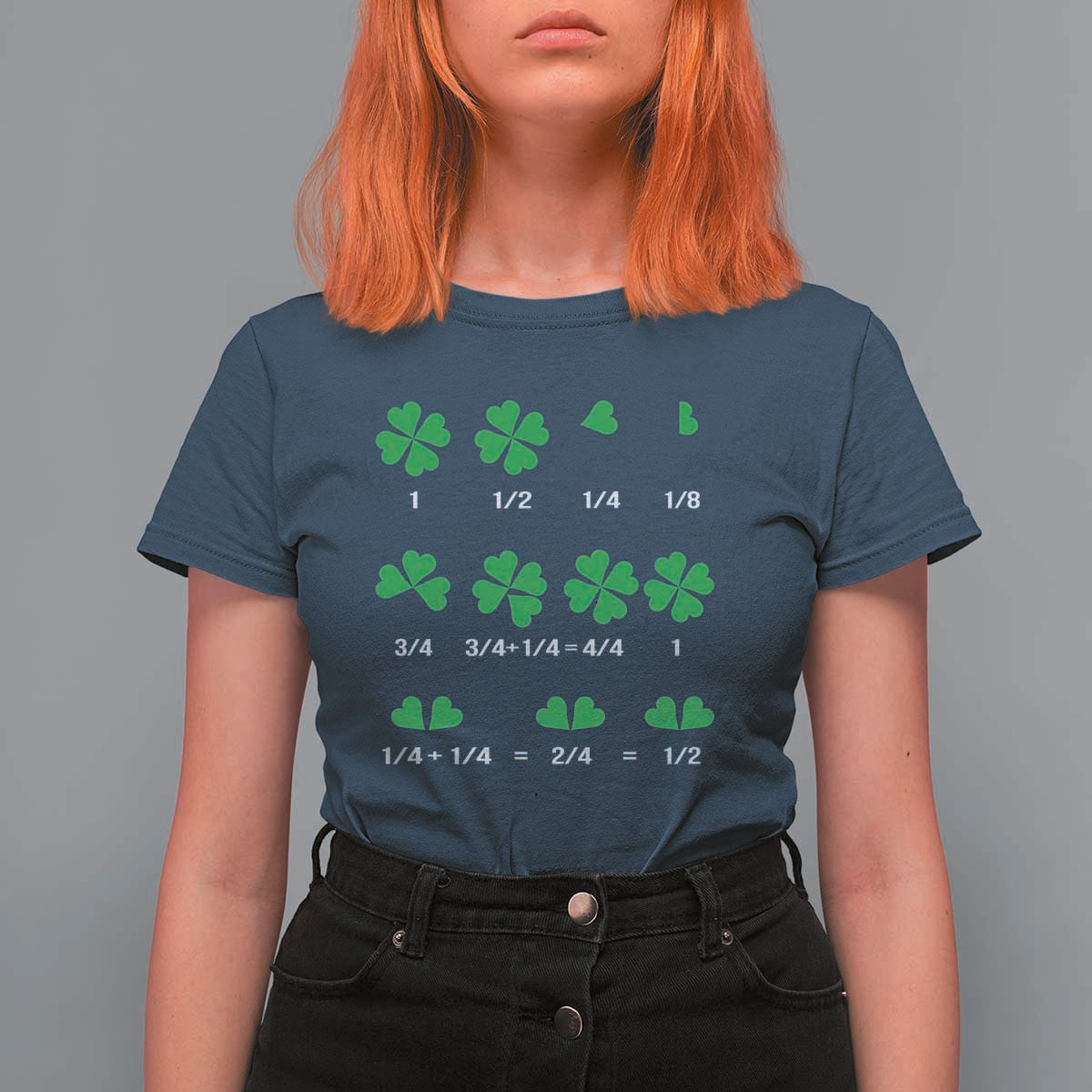 Funny Shamrock Fraction T Shirt For Women St Patrick's Day Math Lover