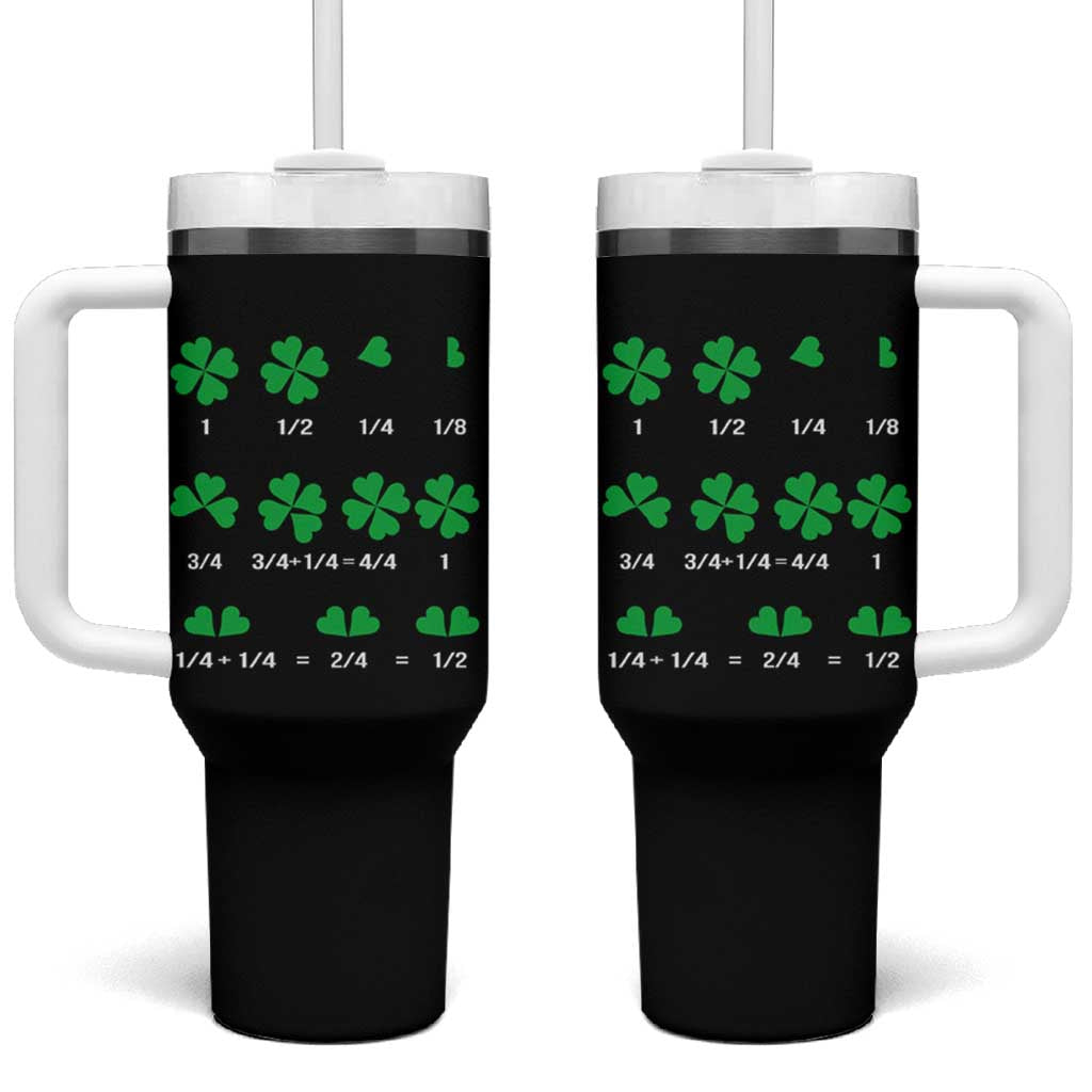 Funny Shamrock Fraction Tumbler With Handle St Patrick's Day Math Lover