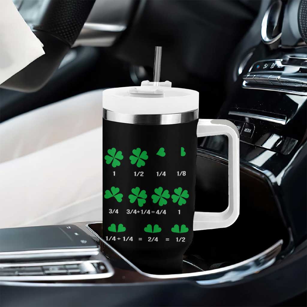 Funny Shamrock Fraction Tumbler With Handle St Patrick's Day Math Lover