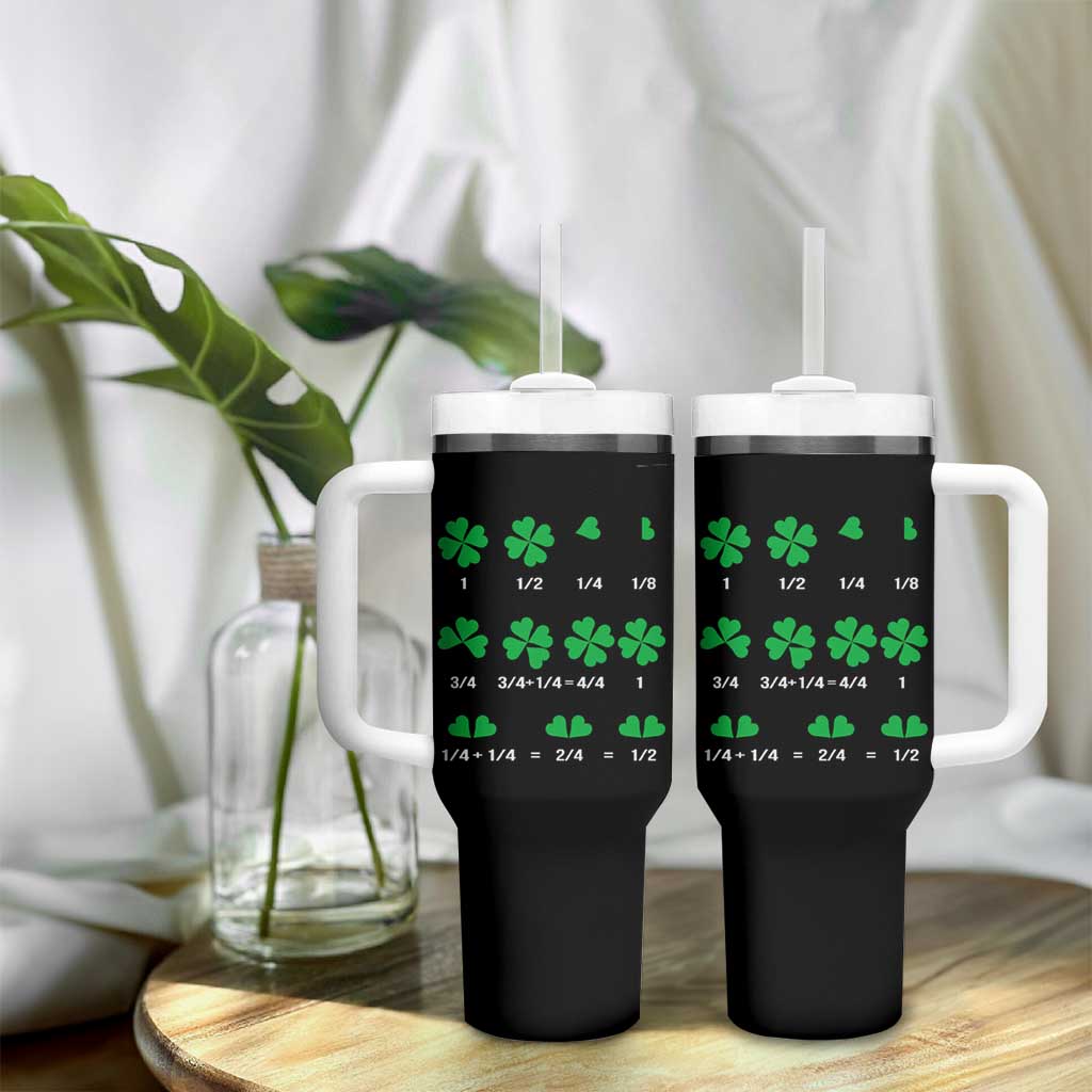Funny Shamrock Fraction Tumbler With Handle St Patrick's Day Math Lover