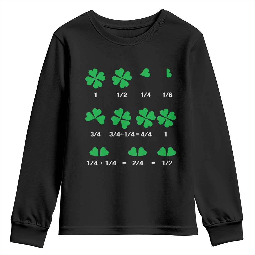 Funny Shamrock Fraction Youth Sweatshirt St Patrick's Day Math Lover