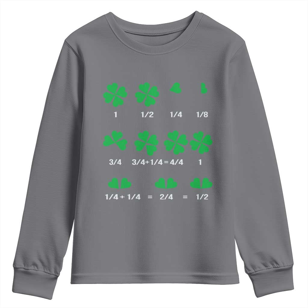 Funny Shamrock Fraction Youth Sweatshirt St Patrick's Day Math Lover