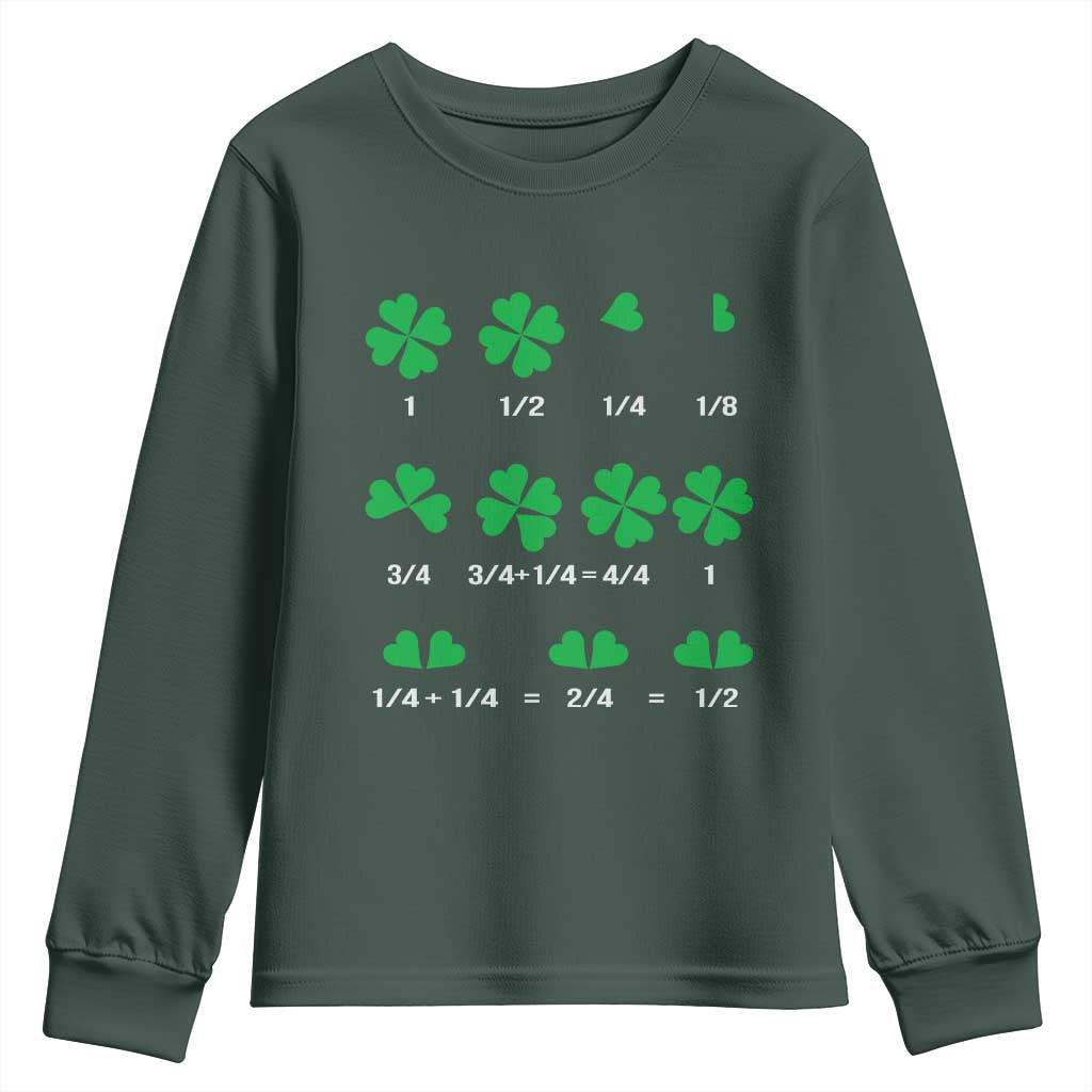 Funny Shamrock Fraction Youth Sweatshirt St Patrick's Day Math Lover