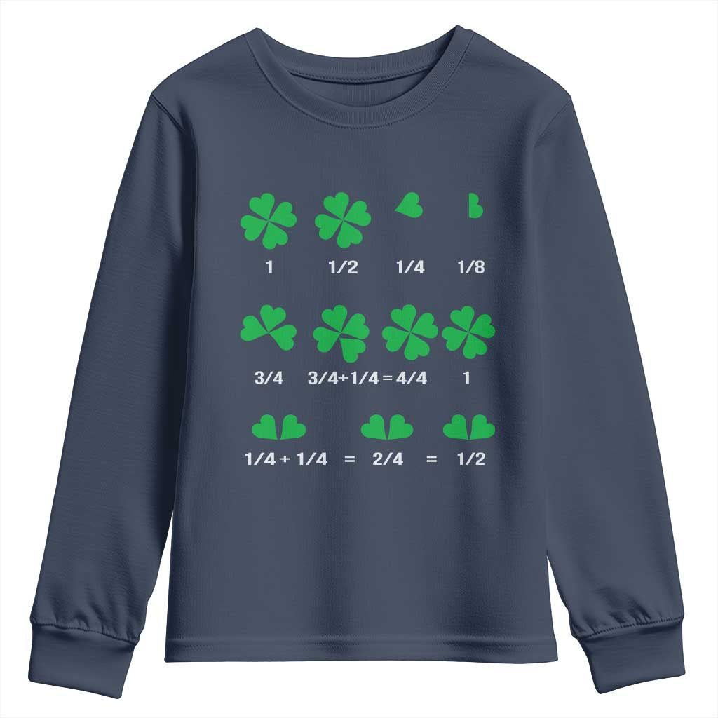 Funny Shamrock Fraction Youth Sweatshirt St Patrick's Day Math Lover