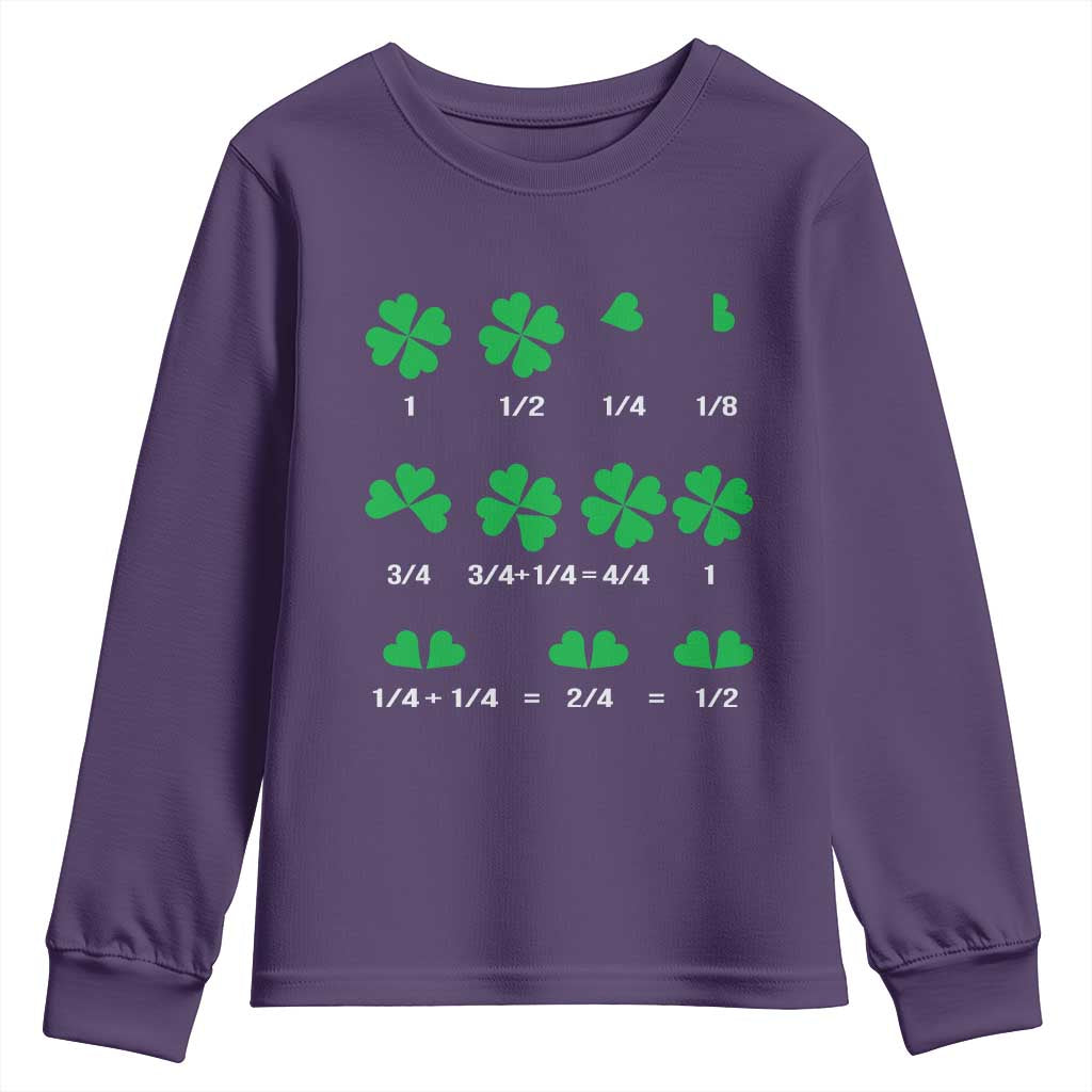 Funny Shamrock Fraction Youth Sweatshirt St Patrick's Day Math Lover