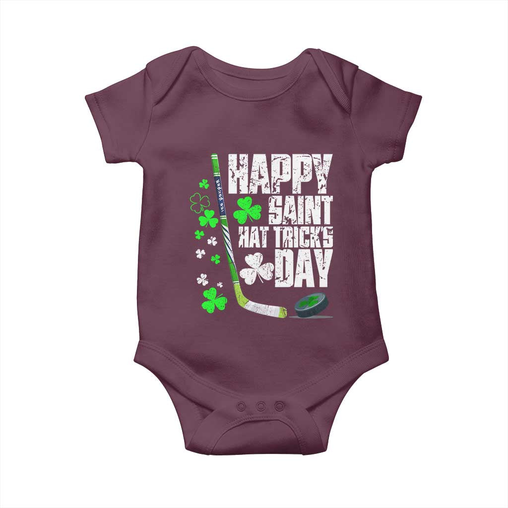 St. Patrick's Day Ice Hockey Baby Onesie Happy Saint Hat Trick's Lucky Shamrocks