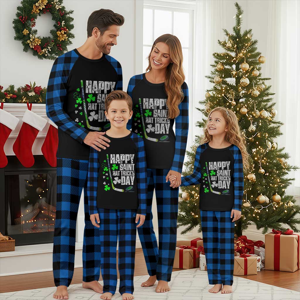 St. Patrick's Day Ice Hockey Plaid Pajama Set Happy Saint Hat Trick's Lucky Shamrocks - Wonder Print Shop