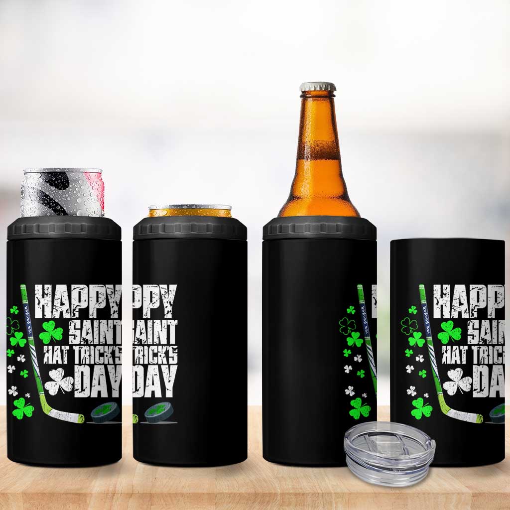 St. Patrick's Day Ice Hockey 4 in 1 Can Cooler Tumbler Happy Saint Hat Trick's Lucky Shamrocks