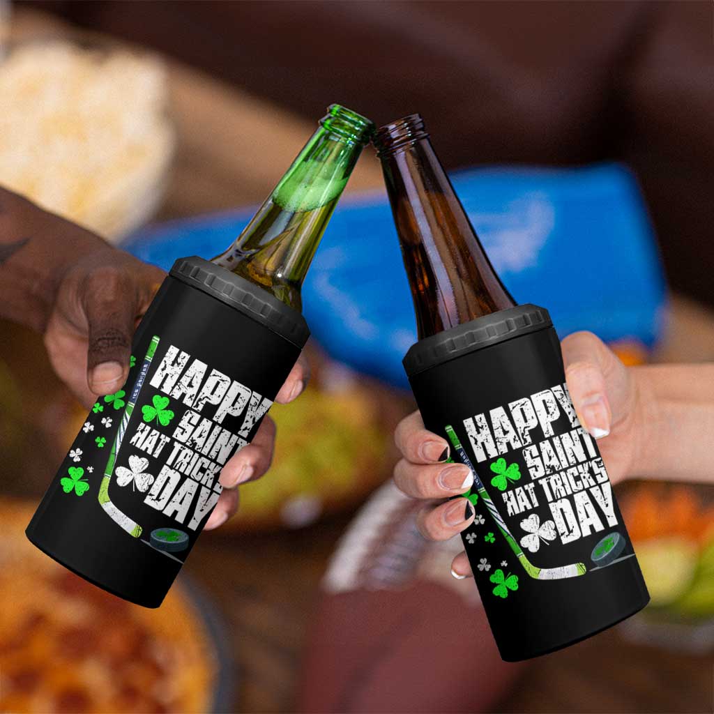 St. Patrick's Day Ice Hockey 4 in 1 Can Cooler Tumbler Happy Saint Hat Trick's Lucky Shamrocks