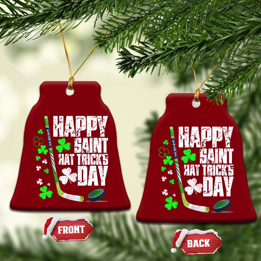 St. Patrick's Day Ice Hockey Ceramic Ornament Happy Saint Hat Trick's Lucky Shamrocks - Wonder Print Shop