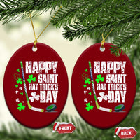 St. Patrick's Day Ice Hockey Ceramic Ornament Happy Saint Hat Trick's Lucky Shamrocks - Wonder Print Shop