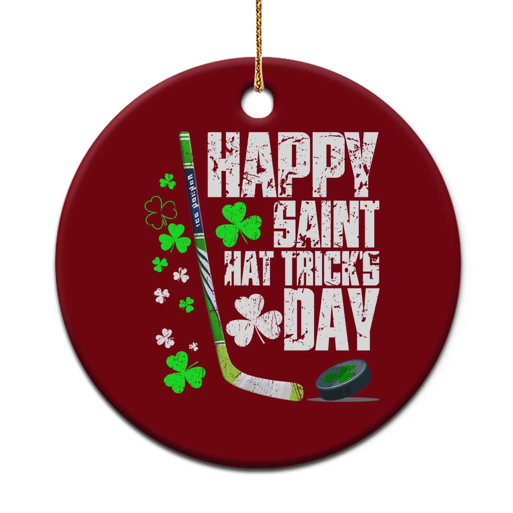 St. Patrick's Day Ice Hockey Ceramic Ornament Happy Saint Hat Trick's Lucky Shamrocks - Wonder Print Shop